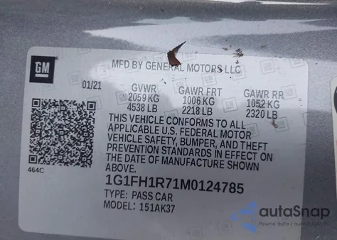 2021 Chevrolet Camaro Rwd 2Ss z USA, uszkodzony, nr VIN 1G1FH1R71M0124785